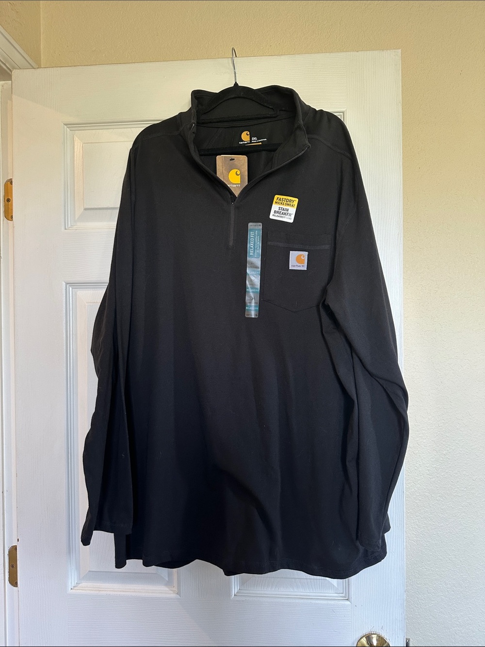 Carhartt Men’s Black Quarter-Zip Pullover with Chest Pocket